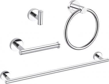 MARMOLUX ACC Bathroom Hardware Set Towel Racks 4 Pieces Hand Towel Ring Holder-Toilet Paper Holder-Towel Hook-Towel Bar Heavy Duty Wall Mount Bathroom Accessories SUS 304 Stainless Steel Mirror Finish