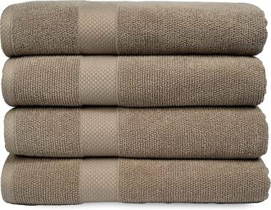 Maura Premium Bath Towels 100% Cotton 27x54 Ultra Absorbent Quick Dry 4 Pack Soft Terry Bath Towels Set for Bathroom, Hotel and Spa Quality, Taupe