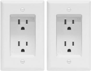 TOPGREENER Recessed Duplex Receptacle Outlet, Tamper-Resistant, Size 1-Gang 4.48" x 2.76", 15A 125V, TG15RD31-2PCS, White (2 Pack)