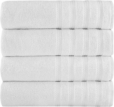 Classic Turkish Towels - Luxury Bath Towels, 100% Turkish Cotton, Thick and Absorbent Bathroom Towels, Antalya Collection, 4-Piece Set - 27 x 54 Inches (White)