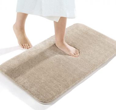 Yimobra Memory Foam Mat for Bathroom Mats Rugs, Bath Mat Rug Soft Non Slip Water Absorbent Machine Washable, Shower Rug Carpet, 31.5 x 19.8 Inches, Beige