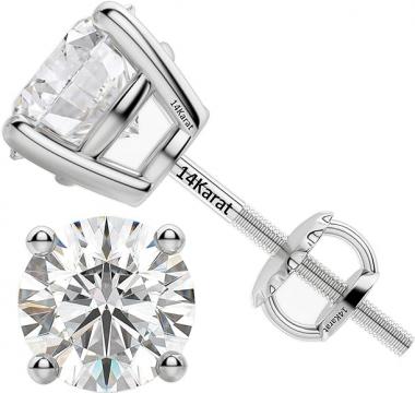 Central Diamond Center CVD Lab-grown Diamond Earrings 14K solid Gold from 0.20ct to 2.00ct G-H VS-SI