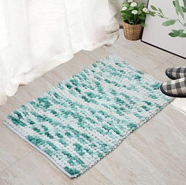 Luxurious Feel Bathroom Mat/Rug | Chenille & Cotton Bath Mat, Extra Absorbent & Super Soft Plush Rug for Living Room, Bedroom, Shower, Bath Tub & Toilet, 20X32 Inches, White+Green