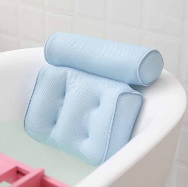 XXIOJUN Spa Bath Pillow Breathable 3D Air Mesh, 7 Strong Suction Cups for Hot Tub Headrest Neck and Shoulder Support, Thicken Pillows Soft and Quick Dry (Color : Blue, Size : 35x35x9cm)