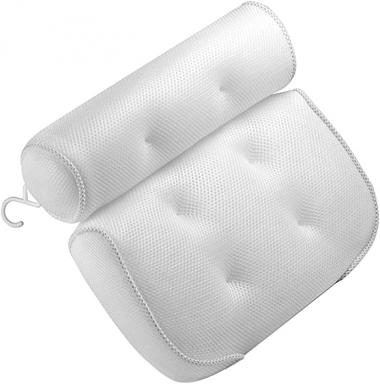 Healifty Bath Pillow SPA Bathtub Ergonomic Bath Pillows 3D Mesh Bath Tub Pillow Rest Breathable Bath Accessories for Tub Neck Hot Tub Home SPA White