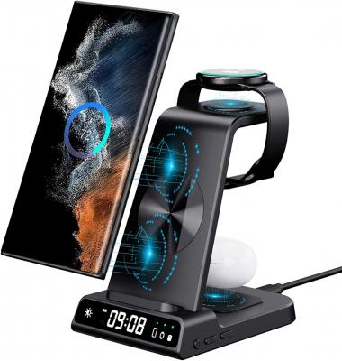 Wireless Charger for Samsung Charging Station, 3 in 1 Android Phone Trio Multiple Devices Wireless Charger for Galaxy S22 Ultra/S21/Z Flip Fold 4, Charger for Galaxy Watch 5 Pro/4/3/, Galaxy Buds 2