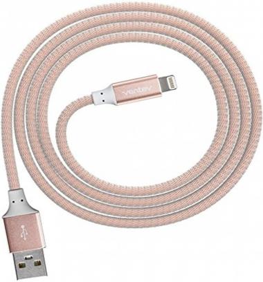 Ventev ChargeSync Alloy Apple Lightning Cable | Universally Compatible with iPhone Devices Fast Charging, Tangle-Resistant Cord, Mfi Certified, Designed for Cases | 4Ft Rose Gold