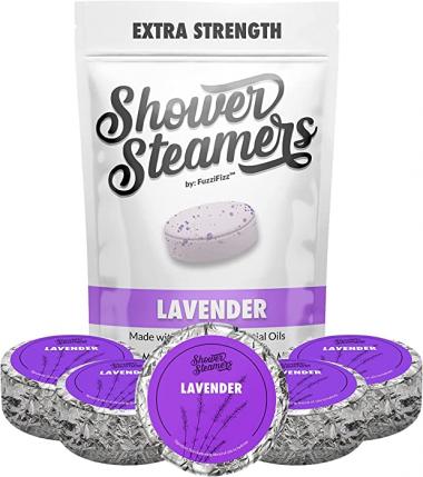 FuzziFizz Shower Steamers Aromatherapy Essential Oil Scented Shower Bombs | Bath Shower Tablets | Spa Shower Steamer Pods | Stress Relief Self Care Gifts for Women, Lavender Bath Vapor (Pack of 8)