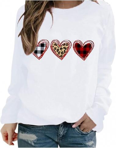 Valentine's Day Gifts Sweatshirt for Women Fall Fashion Long Sleeve Print Heart Graphic Tee Shirts Loose Fit Pullover