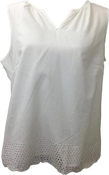 TALBOTS EYLET Tank TOP Blouse Shirt Size L P White