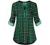 MIXJOY Baikea Women's 3/4 Sleeve V Neck Plaid Shirt Casual Tunic Blouse with Chest Flaps