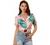 Allegra K Women's Hawaiian Shirts Leaves Printed Short Sleeve Tropical Button Down Shirt