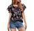 SNKSDGM Womens Casual Boho Floral Print V Neck Long Sleeve Loose Blouses Shirts Summer Babydoll Peplum Tops with Drawstring