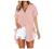 Womens Short Sleeve Plus Size Tops V Neck Collar Button Down Shirts Blouse Top Tie Side Boyfriend Oversized T Shirts