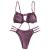 ZAFUL Womens 2 Pieces Bandeau Bikini Set Ruffle Lace up Padded Swimsuits