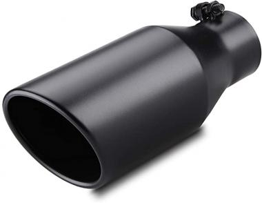 LCGP 3" Inlet Exhaust tip 5" Outlet 12" Overall Length, 3x5x12inch, Stainless Steel, Black Powder Coated Exhaust Tailpipe