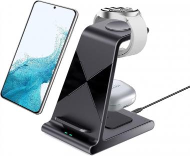 3 in 1 Charging Station for Samsung Wireless Charger Compatible with Samsung Galaxy S22+ S22 S21 S20 Note 20 Z Fold 4 Z Flip 4, for Samsung Galaxy Watch 5 4 Active 2, Galaxy Buds Buds 2 Pro/Pro