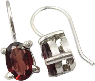 SilverStarJewel 925 Solid Silver Garnet Earrings 1.8 cm Collectible Art Jewelery