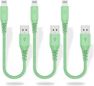 Short Lightning Cable 1Ft, [3Pack] Cabepow 1 Foot iPhone Charger Cables,1 Feet Apple Charging Cord Compatible with iPhone 11/Pro/X/Xs Max/XR/8 Plus /7 Plus/6/ iPad (Green)