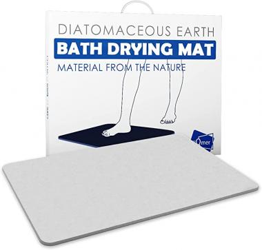 WALL QMER Bath Stone Mat, 23.5" x 15.5" Fast Drying Absorbent Natural Diatomaceous Earth Mat, Anti-Slip Floor Shower Mats for Bathroom, Kitchen, Light Grey