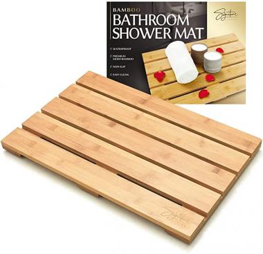 Signature Living Bamboo Bath Mat for Bathroom, Outdoor Shower, Sauna, Spa - Non-Slip Wood Shower Mat