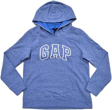 GAP Womens Fleece Arch Logo Pullover Hoodie (Blue Heather, XL)