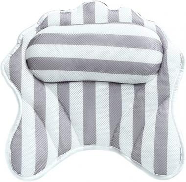 MKVRS Bath Pillows, Ergonomic Bath Barrel Headrests, Swimming Pool Tubs Backed by High-Elastic Soft Foam Pads, Mesh Fabrics (Color : Gray)