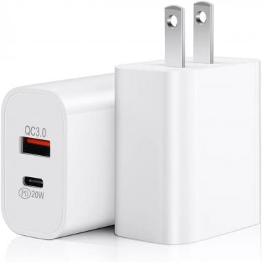 USB C Wall Charger, 2PACK 20W PD iPhone Fast Charger Dual Port Plug Power Adapter Type C Charger Compatible with iPhone 14/13/13Pro/13 Pro max/iPhone 12/12 Pro max/11/11Pro Max/X/SE3 iPad Pro