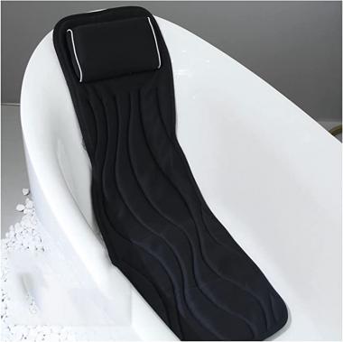 XINBAO Bath Pillows for The Whole Body, Bathtub Pillows are Used to Support The Neck and Back of The Bathtub Comfortably and Softly, with Strong Non Slip Suction Cups Black 170x40cm/66.9x15.7in