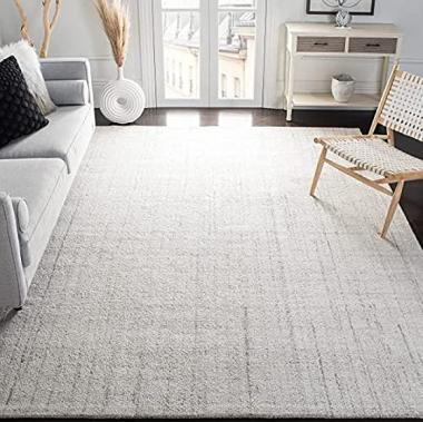 SAFAVIEH Abstract Collection 6' x 9' Light Grey ABT141E Handmade Premium Wool & Viscose Area Rug