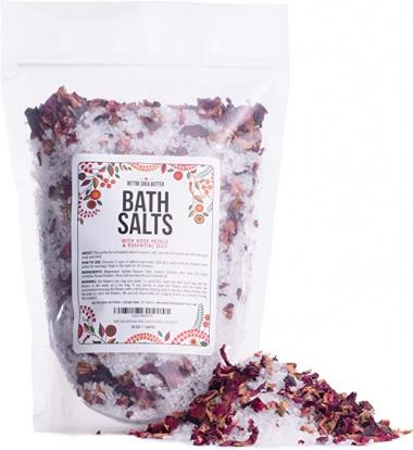 Epsom Bath Soaking Salts with Dried Rose Petals and Essential Oil | Vegan & Cruelty Free / No Chemicals or Synthetic Fragrances by Better Shea Butter (20 oz)