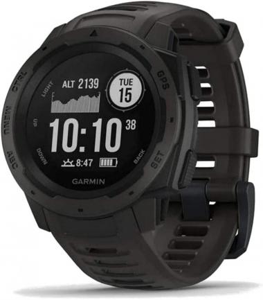 Garmin 010-N2064-00 Instinct, Rugged Outdoor Watch with GPS, Features GLONASS and Galileo, Heart Rate Monitoring and 3-axis Compass, 1.27-inch, Graphite (Renewed)