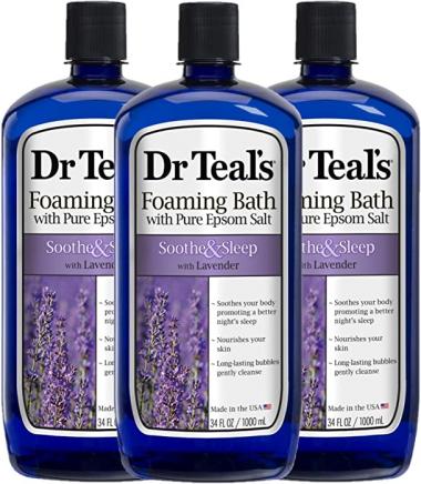 Dr Teal's Foaming Bath 3-Pack (102 Fl Oz Total) Soothe & Sleep with Lavender