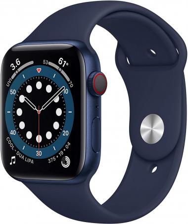 Apple Watch Series 6 (GPS + Cellular, 44mm) - Blue Aluminum Case with Deep Navy Sport Band (Renewed)