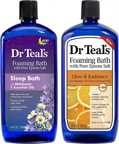 Dr Teal's Foaming Bath Combo Pack (68 fl oz Total), Melatonin Sleep Soak, and Glow & Radiance with Vitamin C and Citrus Essential Oils