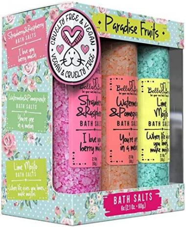 Bella & Bear Paradise Fruits Bath Salts, Foot Soak, Detox, Fruity Scents, Pack of 6, 2oz