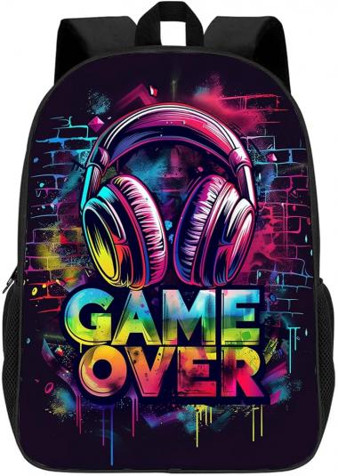 MAMINA Gamer Backpack Gaming Graffiti Art School Backpack, Tie Dye Splash Video Game Backpack for Kids Boys Girls, 17 Inch Elementary Middle High School Backpack, Lightweight Laptop Backpack, Colorful