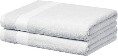 Amazon Basics Everyday Bath Towels, Set of 2, White, 100% Soft Cotton, Durable