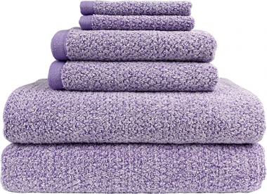 Everplush Diamond Jacquard 6 Piece Bath Towel Set, Lavender