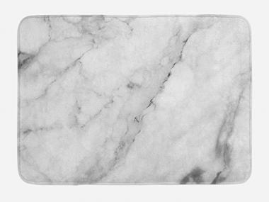 Ambesonne Marble Bath Mat, Granite Surface Motif with Sketch Nature Effect and Cracks Antique Style Image, Plush Bathroom Decor Mat with Non Slip Backing, 29.5" X 17.5", Grey Dust White