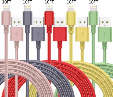 MFi Certified iPhone Charger, (Color) 5 Pack 10 FT Lightning Charging Cables USB Data Cord High Speed Cable Compatible with iPhone 13 12 11 XS XR X Pro Max Mini 8 7 6S 6 Plus 5S SE iPad iPod AirPods