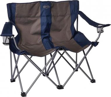 Kamp-Rite Outdoor Camping Furniture Beach Patio Sports 2 Person Double Folding Lawn Chair with Cup Holders, Blue