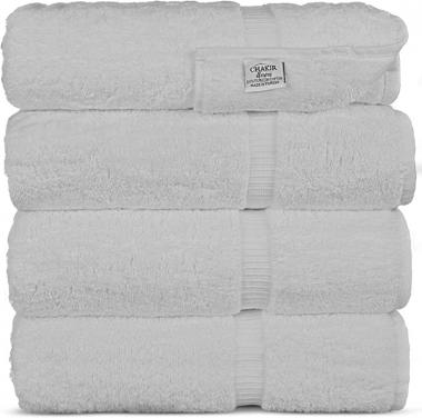 Chakir Turkish Linens Turkish Cotton Luxury Hotel & Spa Bath Towel, Bath Towel - Set of 4, White