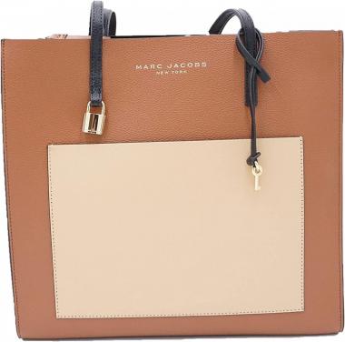 Marc Jacobs M0016131 Chocolate Truffle With Gold Hardware Women's Grind Color Block Large Tote Bag