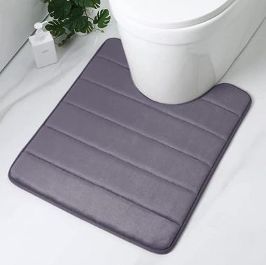 Buganda Memory Foam Contour Toilet Bath Rug, U-Shaped Non Slip Absorbent Thick Soft Washable Bathroom Rugs, Floor Carpet Bath Mat for Bathroom Sink Toilet (20" x 24", Dark Grey)