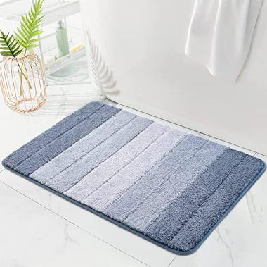 KMSON Ombre Bath Mat Bathroom Rugs, Non Slip Ultra Soft and Water Absorbent Bath Carpet, Machine Washable Quick Dry Bedroom Living Room Door Mat (Blue, 20" x 32")…