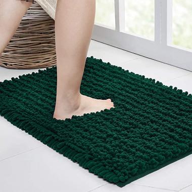 Walensee Bathroom Rug Non Slip Bath Mat (36x24 Inch Hunter Green) Water Absorbent Super Soft Shaggy Chenille Machine Washable Dry Extra Thick Perfect Absorbant Best Large Plush Carpet For Shower Floor