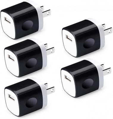 One Port USB Wall Charger,Charging Block,5Pack Travel 1A USB Charger Cube Brick Charger Boxes for iPhone 14/13/12/11/Xs Max/X/8 Plus/7/6S Plus, Samsung Galaxy S10e S10 S9 S8 Plus/S7/Note 9/8,LG G8 G7