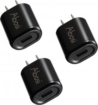 Wall Charger Abosi 3 Pack 5V 1A UL Certified Universal Power Adapter USB 1 Port Home Wall Charger Plug Compatible with iPhone Samsung and More Device UL Listed