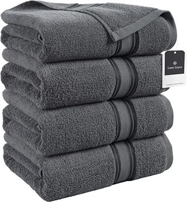 Bath Sheets Towels for Adults- 100% Cotton Extra Large Bath Towels, 4 Piece Bath Sheet Set, Zero Twist, Quick Dry, Highly Absorbent Bath Towels for Bathroom Set, Hotel Spa Quality, 35 x 66 inch - Grey